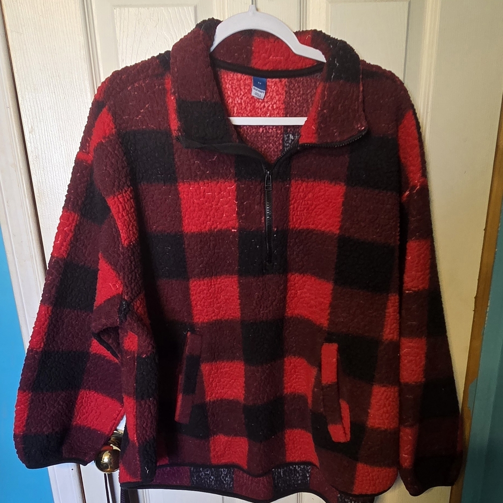Old Navy Red and Black Plaid Sweatshirt